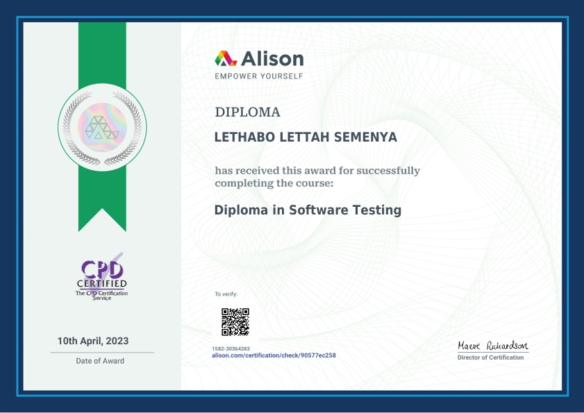 Alison Software Testing Diploma